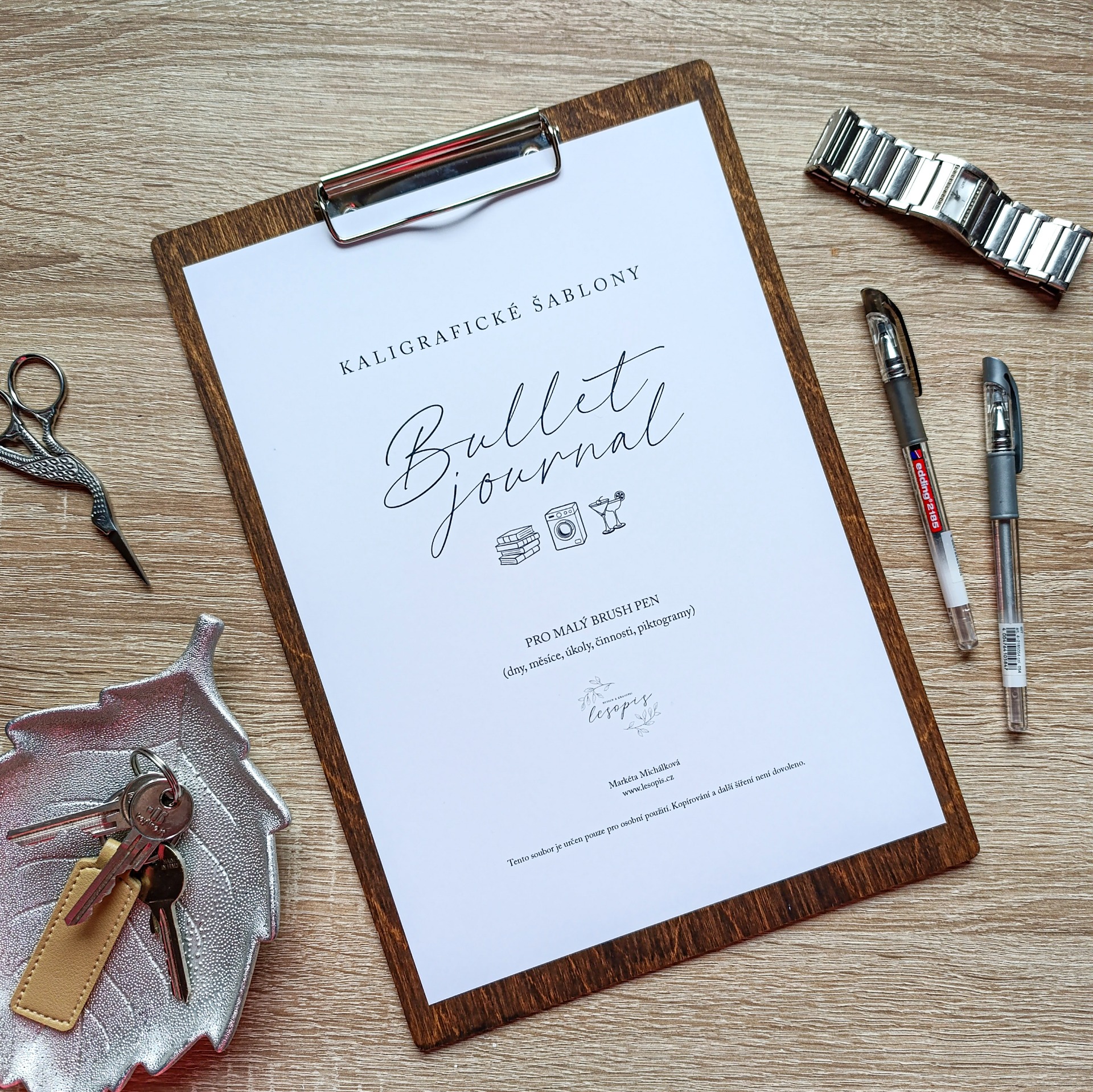 Kaligrafické šablony Bullet Journal